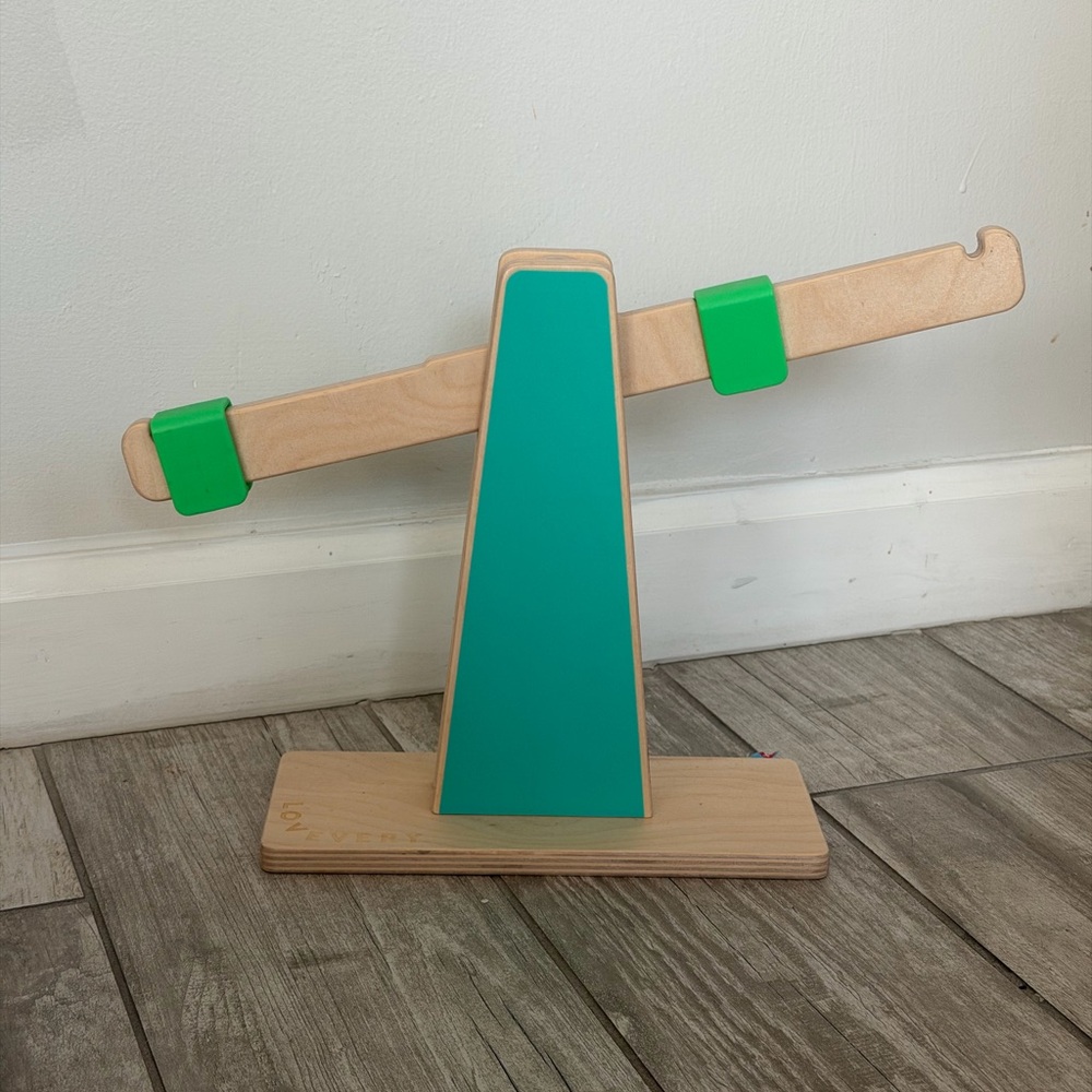 Lovevery Wooden Seesaw Toy with Green Accents